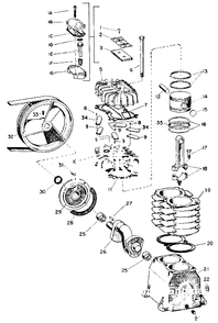 Pump Parts Diagram and Parts List for VT2308  Campbell Hausfeld Compressor